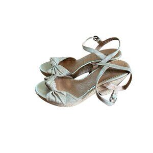 Clarks Indigo Womens‎ Gold Metallic Knot Cork Open Toe Wedge Sandals Sz10 M